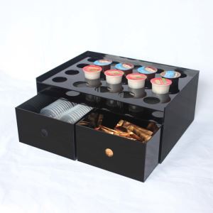 Black Acrylic Coffee Cup Coffee - Mate Organizer With Two Drawer
