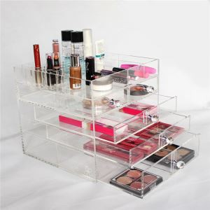 New Design Hot Selling Clear Acrylic Makeup Organizer With Drawers Plastic Storage Boxes For Cosmeti